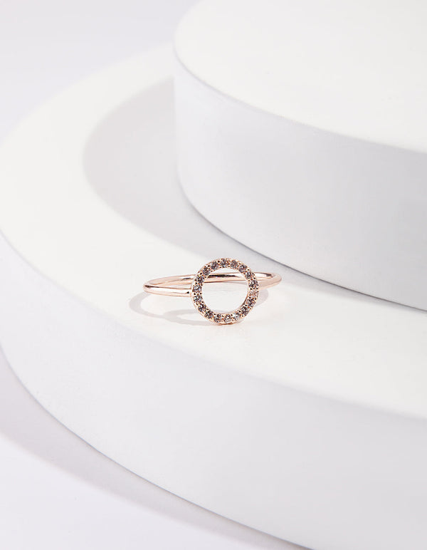 Rose Gold Open Circle Cubic Zirconia Ring