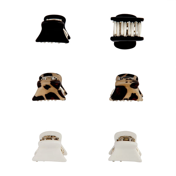 Leopard Black White Clip 6 Pack