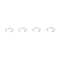Rhodium Mini Nail Nose Ring 4 Pack - link has visual effect only