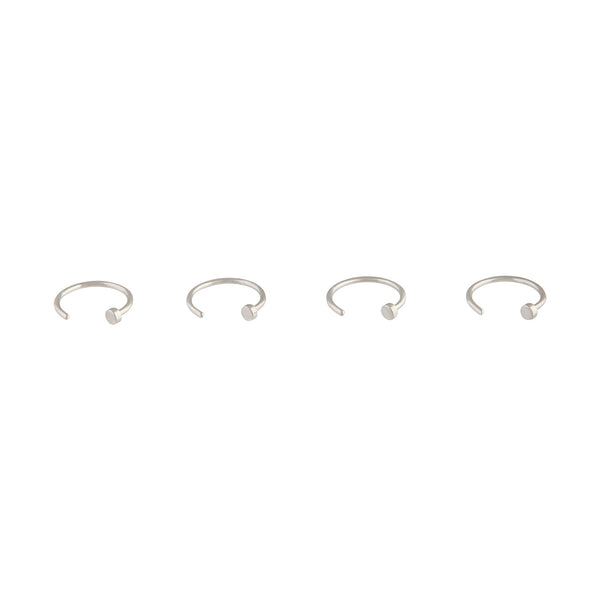 Rhodium Mini Nail Nose Ring 4 Pack