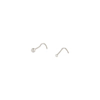 Surgical Steel Rhodium Nose Stud 2 Pack - link has visual effect only
