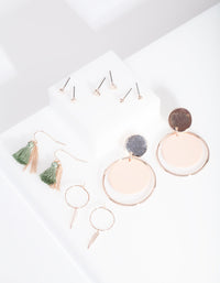 Rose Gold Pink Green Earring Pack - link has visual effect only