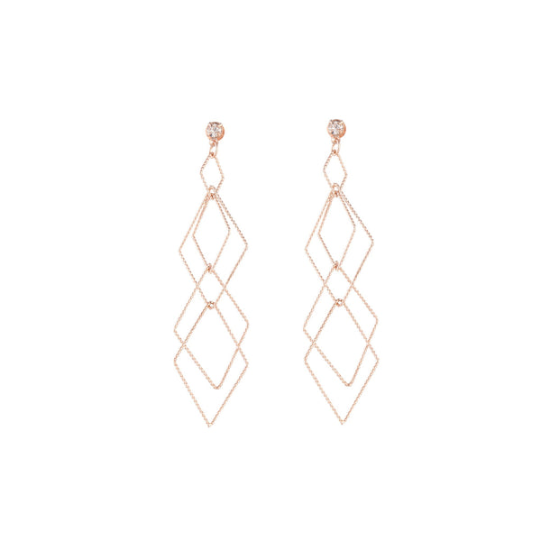 Rose Gold Fine Diamond Diamante Cut Earrings