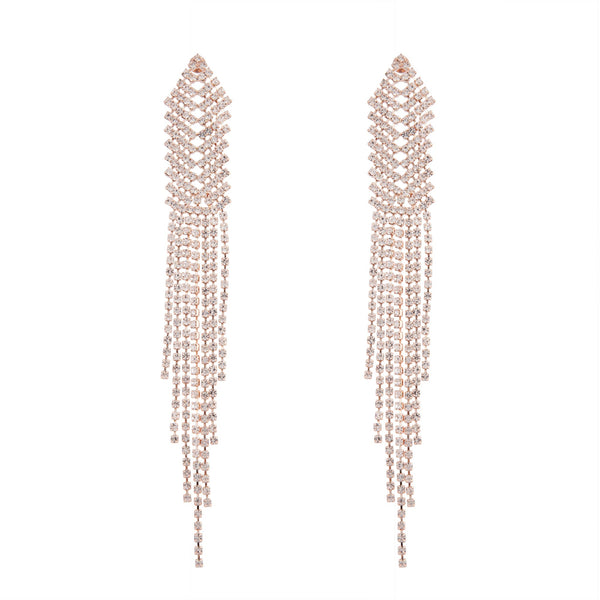 Rose Gold Diamante Chain Earrings
