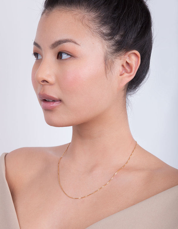 Gold Plated Sterling Silver Box Chain Necklace