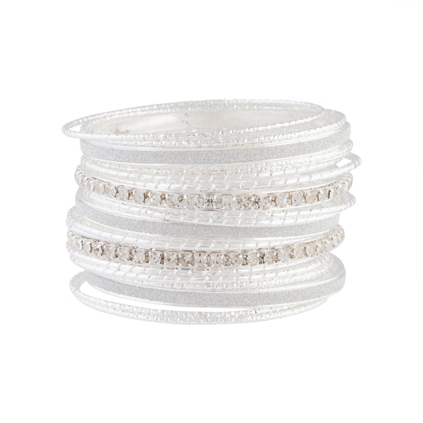 Silver Cup Chain Glitter Multi Bangle