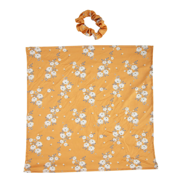 Mustard Floral Scarf Scrunchie