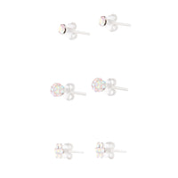 Sterling Silver Diamante Stud, Flower And Bead Pack - link has visual effect only