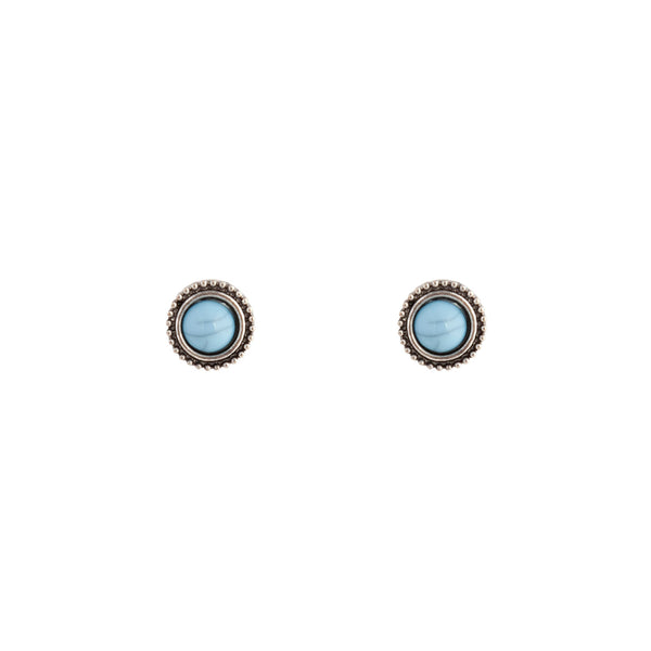 Cracked Turquoise Round Stud Earrings
