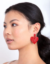 Red Diamante Statement Heart Earring - link has visual effect only
