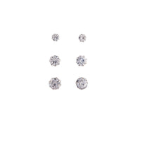 Rhodium Trio Diamante Earring 3 Pack - link has visual effect only