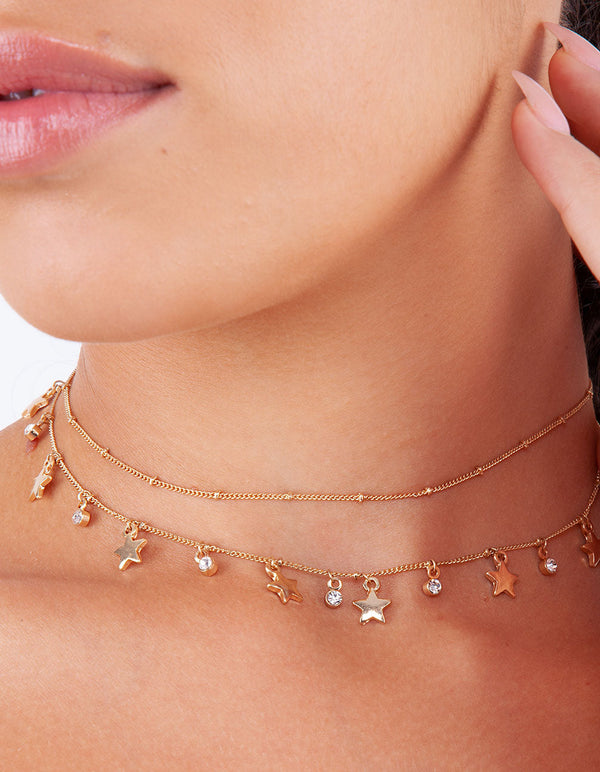 Gold Star Diamante Choker