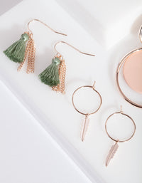 Rose Gold Pink Green Earring Pack - link has visual effect only