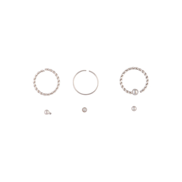 Rhodium Twisted Nose 6 Pack