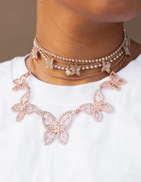Rose Gold Butterfly Diamante Statement Necklace - link has visual effect only