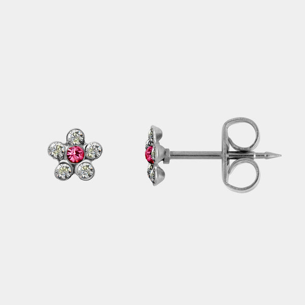 Studex Daisy Pink Crystal Surgical Steel Stud