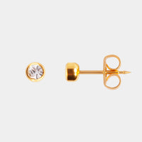 Studex 3mm Cubic Zirconia Bezel 24K lichtgouden oorbel - link has visual effect only