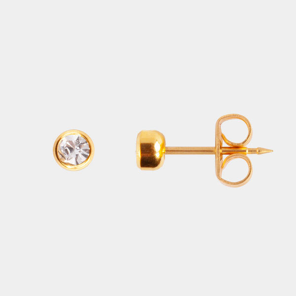 Studex 3mm Cubic Zirconia Bezel 24K Pale Gold Stud