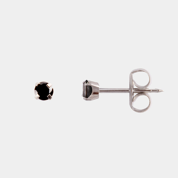 Studex 3mm Cubic Zirconia Surgical Steel Black Stud