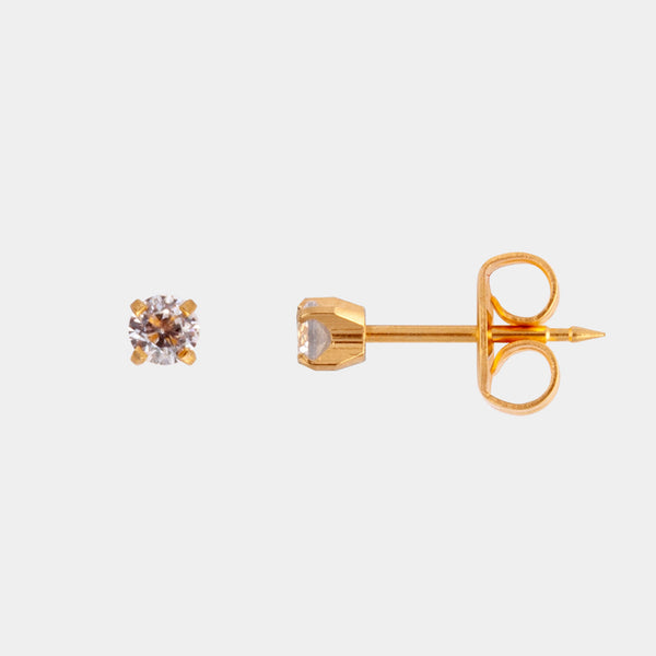 Studex 3mm Cubic Zirconia 24K Pale Gold Stud