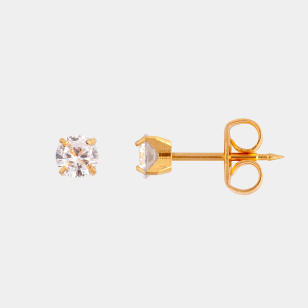 Studex 4mm Cubic Zirconia 24K Pale Gold Stud