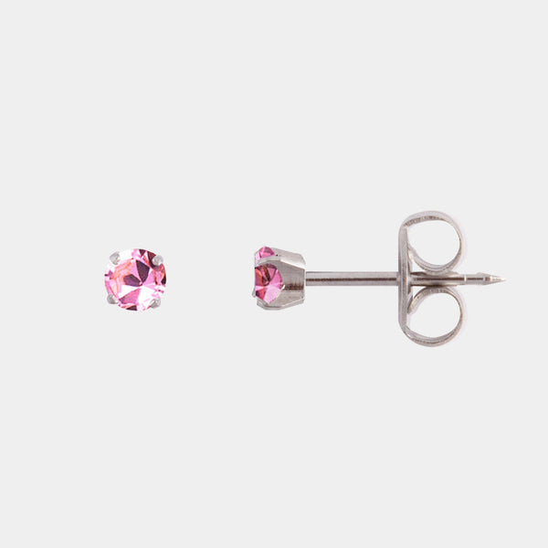 Studex 3mm Pink Cubic Zirconia Surgical Steel Stud