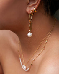 Gold Mismatch Pearl Drop Earrings - link has visual effect only