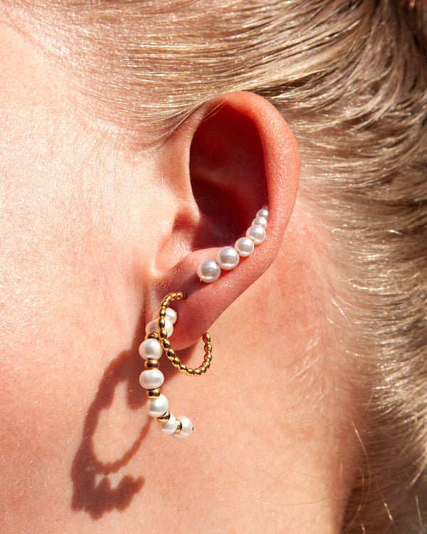 Gold Plated Sterling Silver Mismatch Pearl Ear Crawler