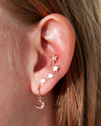 Rose Gold Plated Sterling Silver Cubic Zirconia Moon Hoop Earrings - link has visual effect only