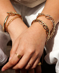Gold Plated Sterling Silver Mixed Chain Double Row Bracelet - link has visual effect only
