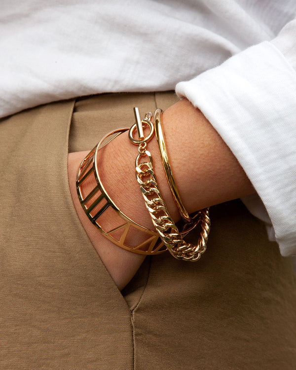 Gold Roman Numeral Cut-Out Bangle