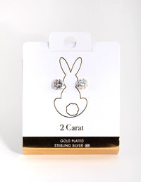 Gold 2ct Cubic Zirconia Stud Earrings - link has visual effect only
