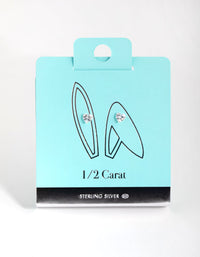 Sterling Silver Cubic Zirconia 1/2ct Heart Stud Earrings - link has visual effect only