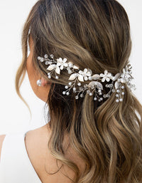 Silver Pearl Flower Hair Wrap - link has visual effect only