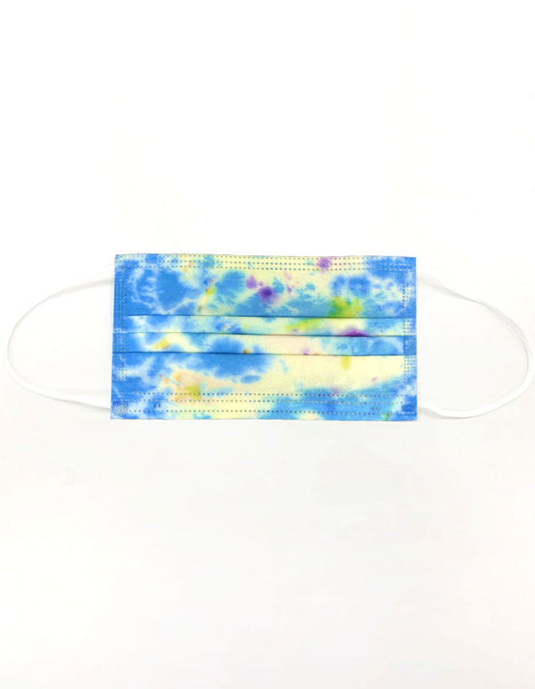 10 Pack Single Use Disposable Blue Tie Dye Face Mask