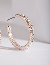 Rose Gold Diamante Open Hoop Earrings - link has visual effect only