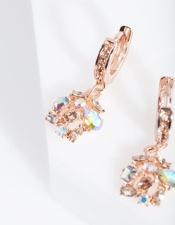 Rose Gold Diamante Cluster Earrings