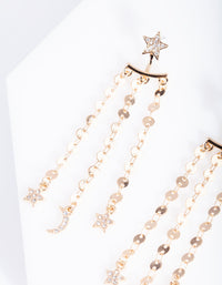 Gold Disc Star Drop Earrings - link has visual effect only