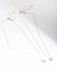 Rose Gold Polished Moon Star Necklace Set - link has visual effect only