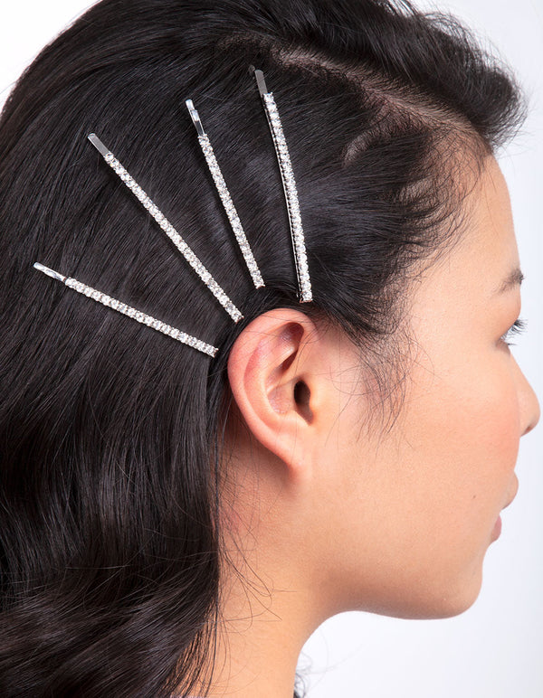 Rhodium Diamante Pin 4 Pack