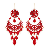 Red Beaded Chandelier Drop Earrings - link has visual effect only