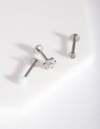 Rhodium Synthetic Opal Flatback 3 Pack - link has visual effect only