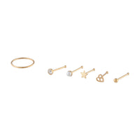 Gold Mixed Nose Piercing 6 Pack - link has visual effect only