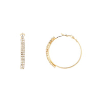 Gold Medium Diamante Hoop Earrings - link has visual effect only