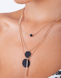 Gold And Black 3 Row Bead Necklace - link has visual effect only