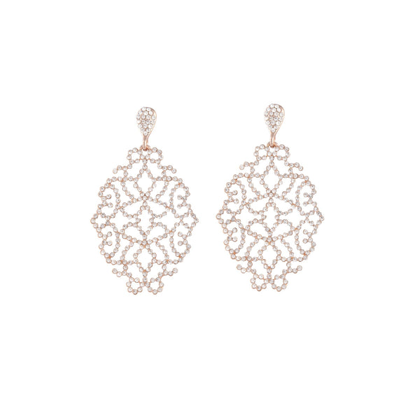 Rose Gold Diamante Intricate Stone Earrings