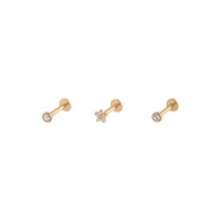 Gold Flower Stud Flat Back Earring 3 Pack - link has visual effect only
