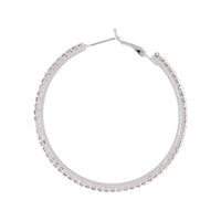 Silver Square Edged Diamante Detailed Hoop Earrings - link has visual effect only