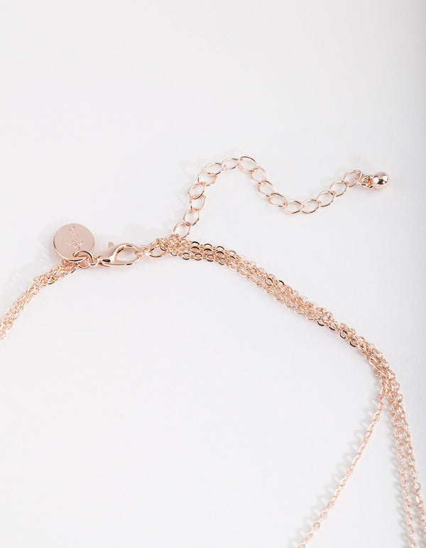 Rose Gold Diamante Layered Necklace