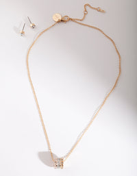 Gold Diamante Triple Ring Jewellery Set - link has visual effect only